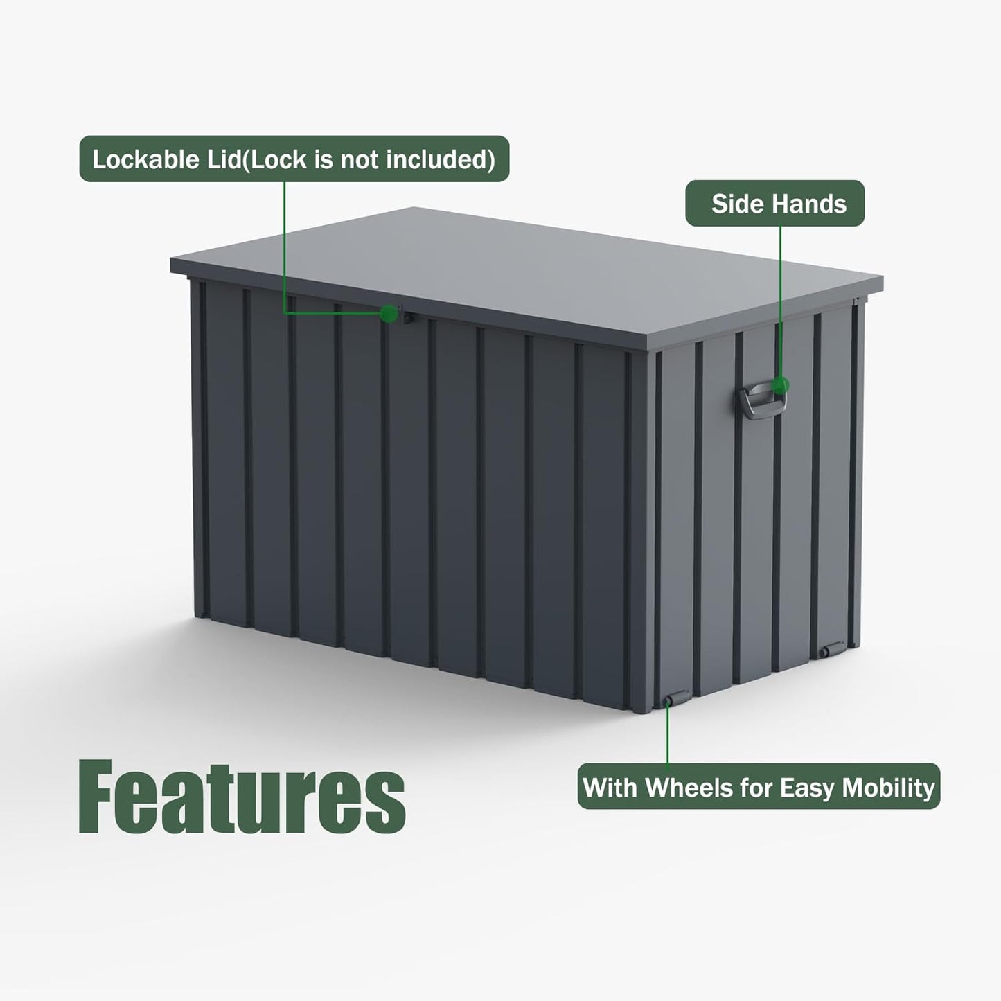 Domi Outdoor Storage Deck Box 100 Gallon, Outdoor Deck Box with Waterproof Storage Bag for Outside Cushions, Garden Tools and Pools Equipment, Gray