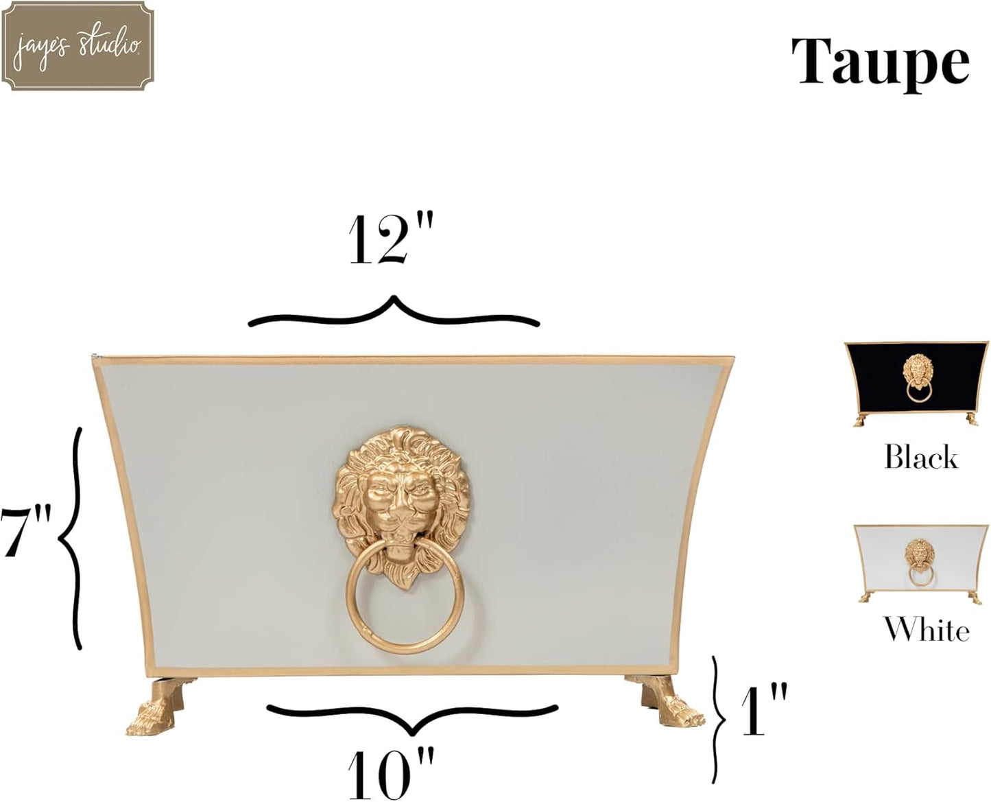 Jaye's Studio Paws and Claws Regency Fluted Rectangular Cachepot, Taupe Metal Planter for Indoor Plants, Rectangle Flower Plant Pot, Wedding Decor Centerpiece Planter, 12 Inch