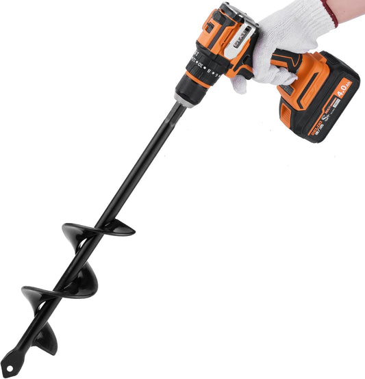ERYTLLY Auger Drill Bit for Planting 1.6x9inch,Garden Auger Spiral Bulb Planter Tool for Umbrella Holes Post Hole Digger - Compatible with 3/8 inch Hex-Shank Drill