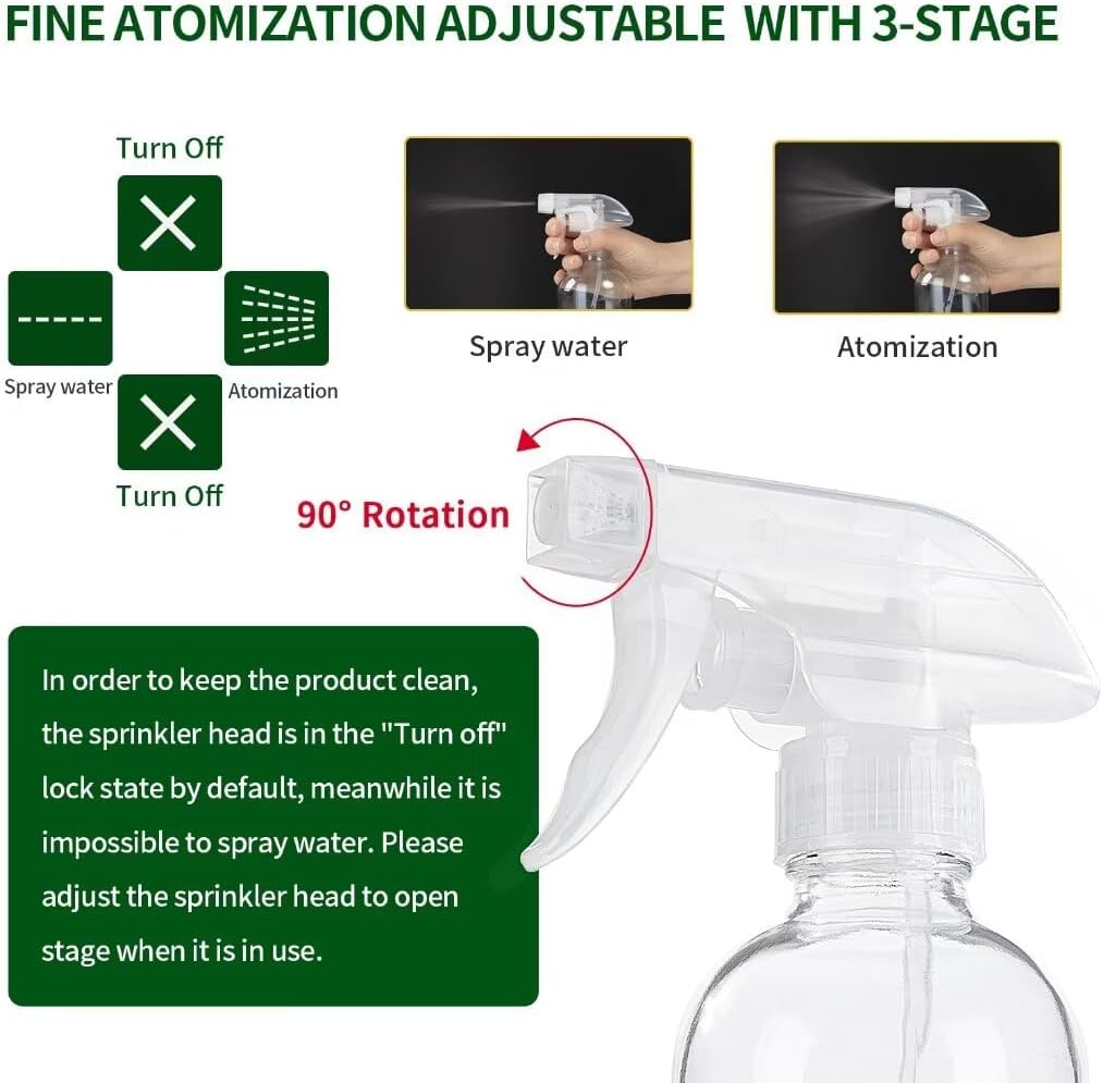 HOMBYS 8 Oz Empty Clear Glass Spray Bottles with Silicone Sleeve Protection Refillable Containers for Cleaning Solutions, Essential Oils, Misting Plants - Quality Sprayer - 1 Pack Boston Bottles