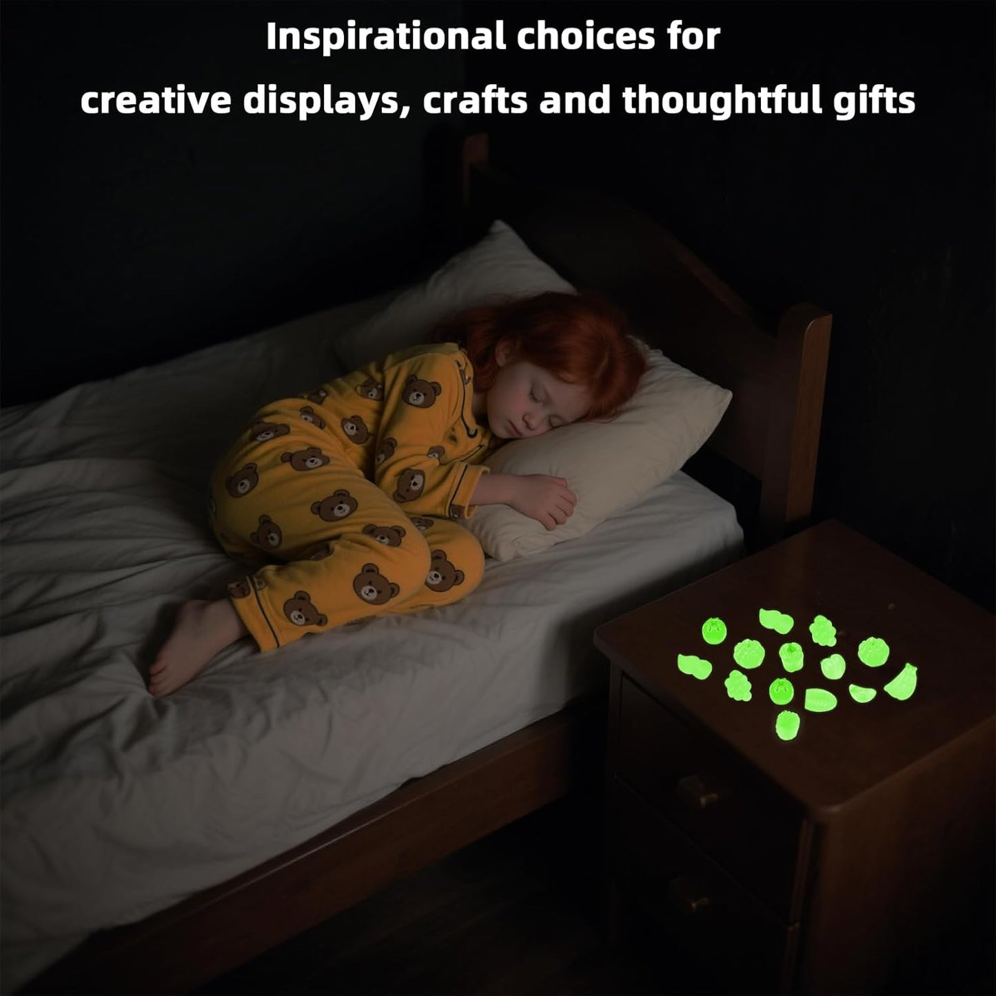 60 pcs Mini Luminous Fruits Vegetables Figurines, Resin Tiny Artificial Fruit Vegetables Glow in The Dark, Fake Miniature Food Decoration for DIY Art Crafts Miniature Landscapes Garden Home