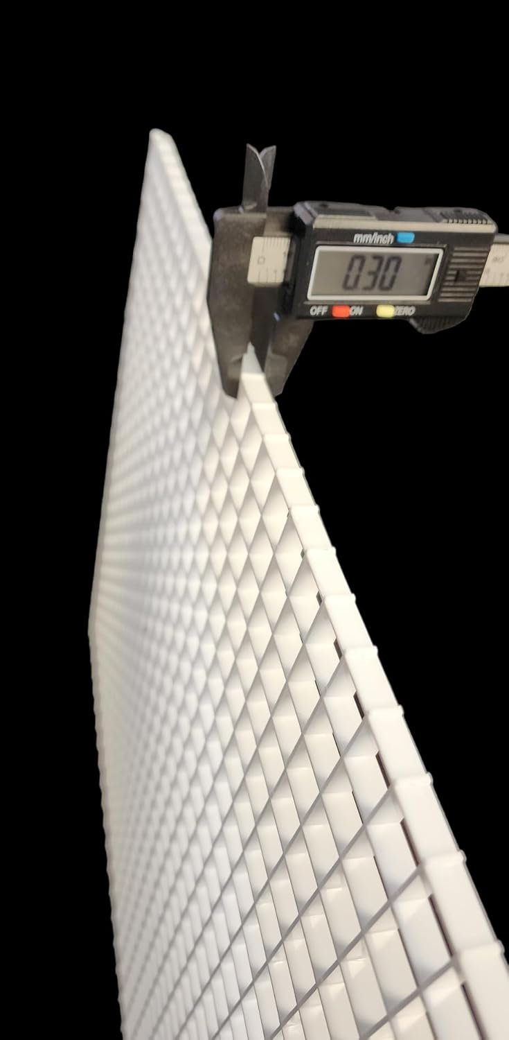 Fluorolite Plastics| Egg Crate Panel|Polystyrene| Color -White| Nominal 24" x 48" with 1/2" x 1/2" x 3/8" Cell Size (Custom Size Available) (2 Pack)