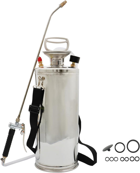 Hand Pump Sprayer Stainless Steel Sprayer for Indoor and Outdoor 2 Gallon Sprayer 20 in Wand 3.3 FT Hose