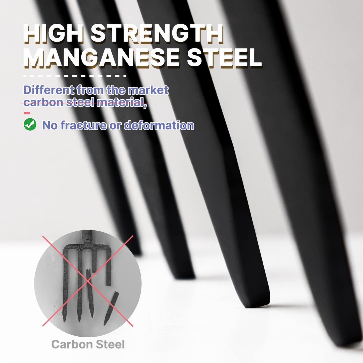 Garden Fork,4-Tine Spading Fork,Compost Fork,Steel Digging Fork,45Inch,Steel Y-Grip,Wooden Handel