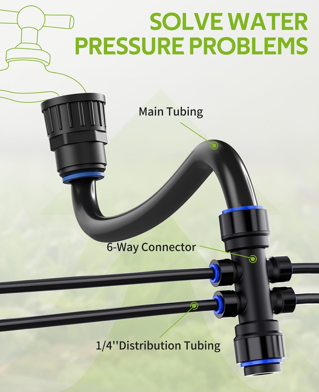 HIRALIY 210FT Drip Irrigation Kits for Plants, New Quick Connector Garden Watering System, Saving Water Automatic Irrigation Equipment for Patio Lawn