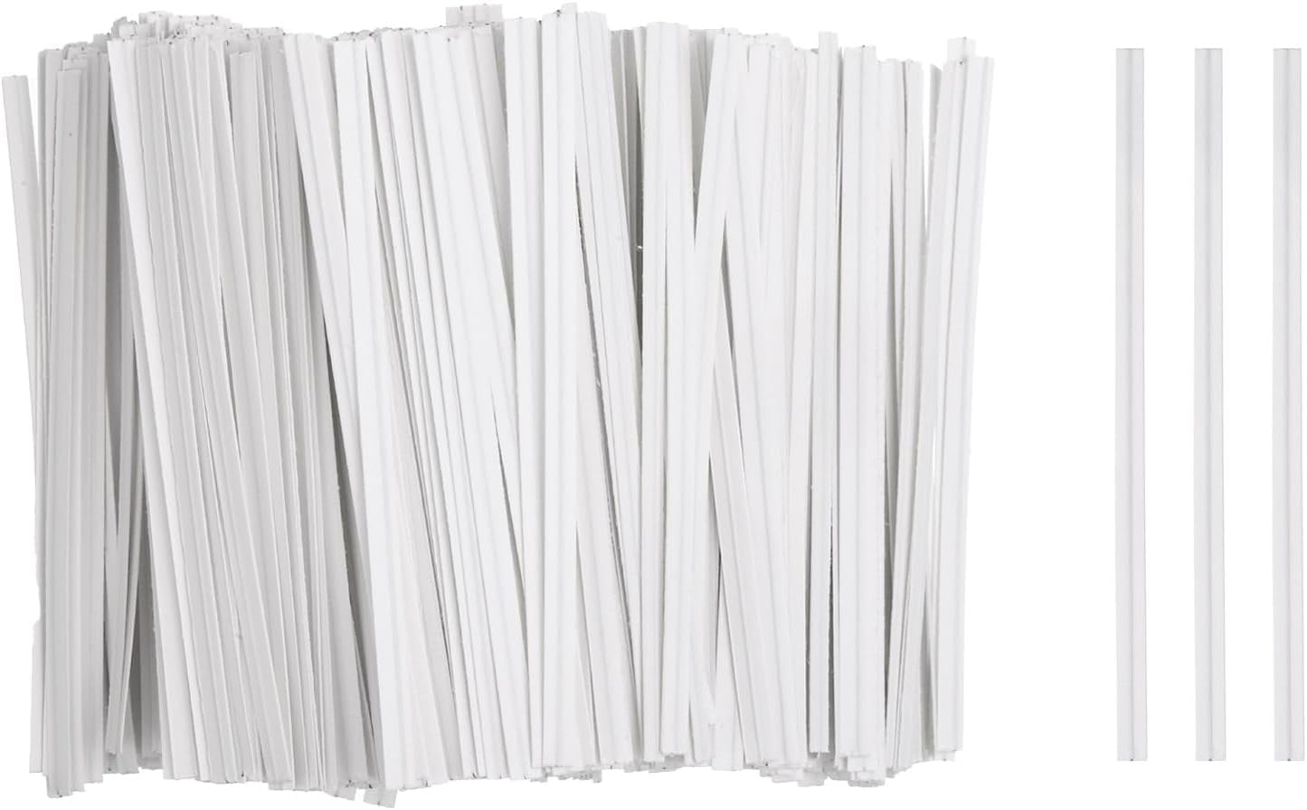 HARFINGTON 1000pcs Bag Twist Ties 3.5" Reusable Kraft Paper Twist Ties Wire Cable Ties for Party Bread Candy Cake, White