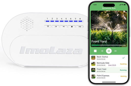 ImoLaza 8-Zone Indoor Smart WiFi Sprinkler System Controller, Easy Install Irrigation Timer for Lawn & Garden, Water-Saving Automatic Sprinkler Timer/Controller with Mobile App, Compatible with Alexa
