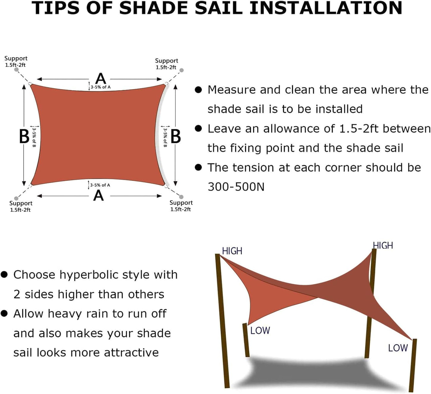 KANAGAWA 12'X18' Rust Red Custom Size Sun Shade Sail Rectangle UV Block Canopy Cover for Patio Backyard Lawn Garden Outdoor (Customized Available)