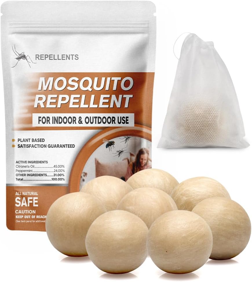 Mosquito Repellent Outdoor Patio, Mosquito Repellents Indoors, Natural Mosquito Repellent Balls, Mosquitoes Repellant for Yard/Camping, Mosquito Deterrent,120 ft² and 60-90 Days-8P