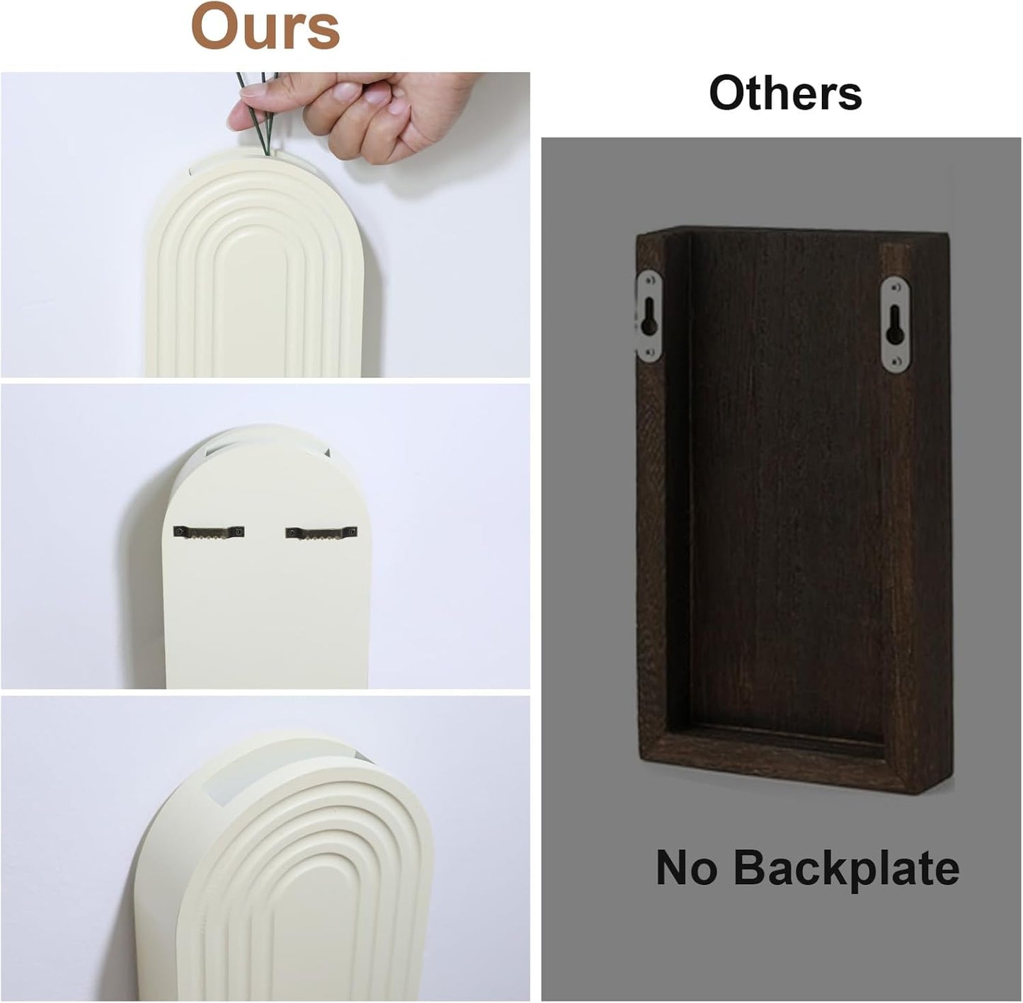 Wooden Wall Planter Vase Set of 2, Boho Hanging Planter for Indoor Plants & Flowers, Natural Wood Wall-Mounted Planters for Art Home Decor - Living Room, Bedroom, Bathroom, Patio (Milky White)