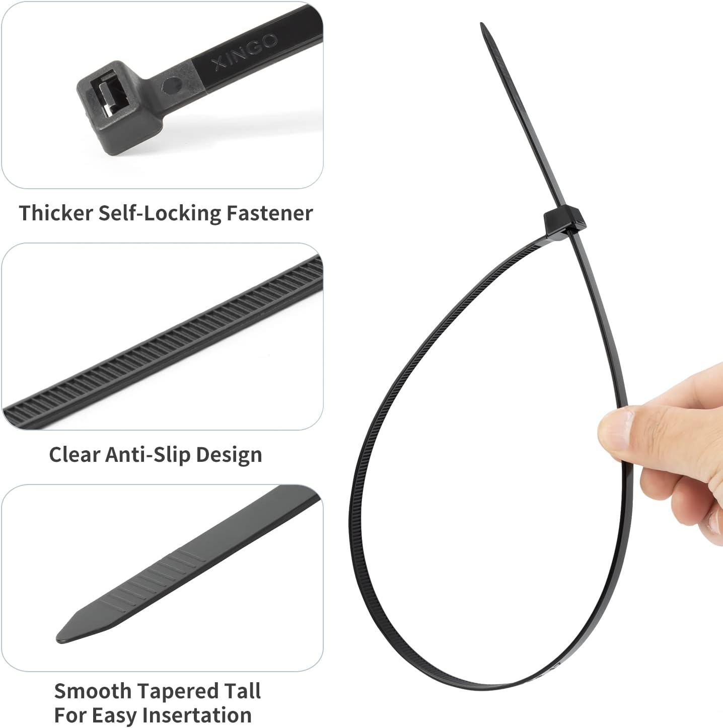 XINGO 60 inch White Zip Ties Heavy Duty 20 PCS,200 LBS Ultra Strong Plastic Wire Ties, Large Cable Ties xtra Long Tie Wraps, Indoor and Outdoor UV Resistant