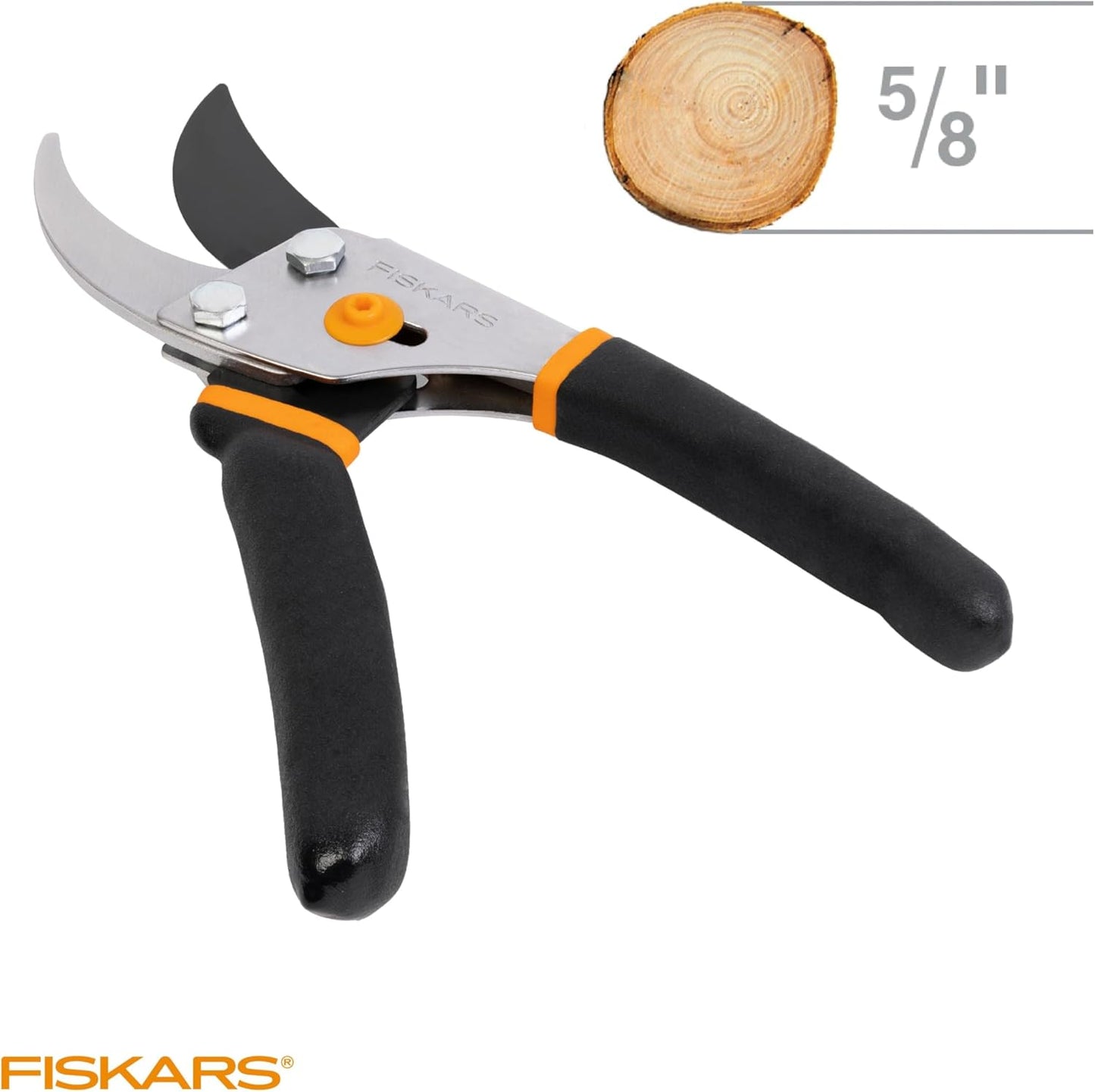 Fiskars Bypass Pruning Shears, 5/8-Inch Cut Capacity Garden Clippers, Gardening Scissors with Sharp, Rust Resistant Steel Blade