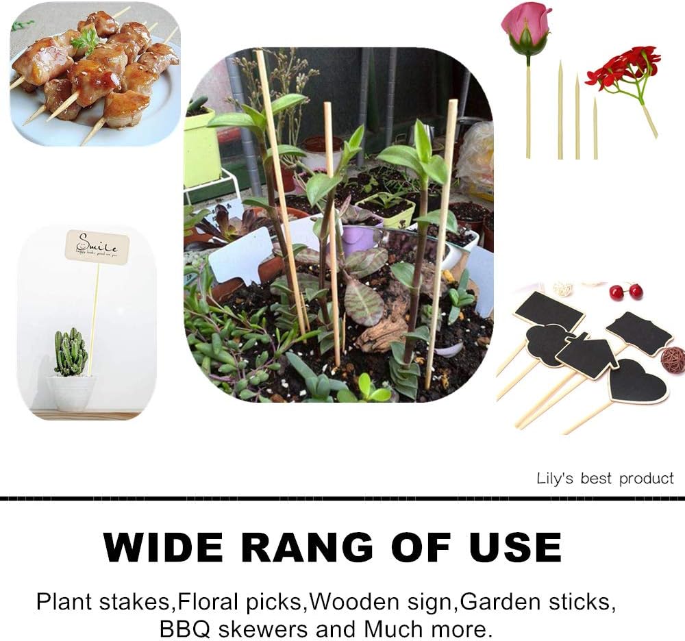 HOPELF 50 Pack 16" Bamboo Plant Stakes for Wood Garden Sticks，Wooden Indoor Gardening Floral Potted Plant Support，Crafts, More Size Choices 8"/12"/16"