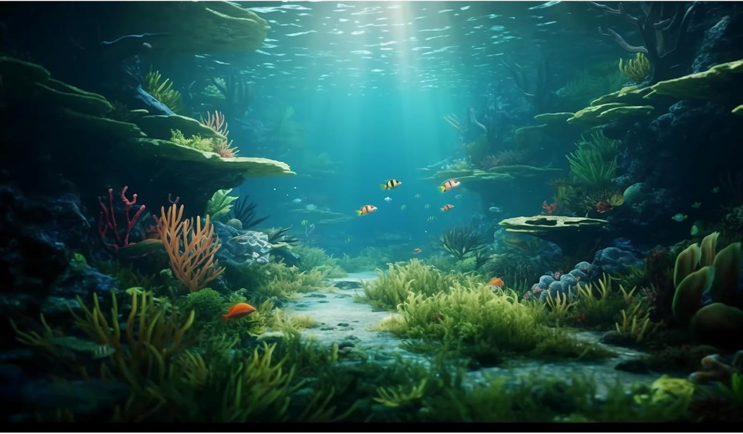 Ocean Floor Fish Tank Background Under The Sea Coral Reef Aquarium Background Underwater Aquatic Plants Corals Rock Cave Terrarium Backgrounds Tropical Fish Ocean Aquarium Backgrounds Decors 48x20in