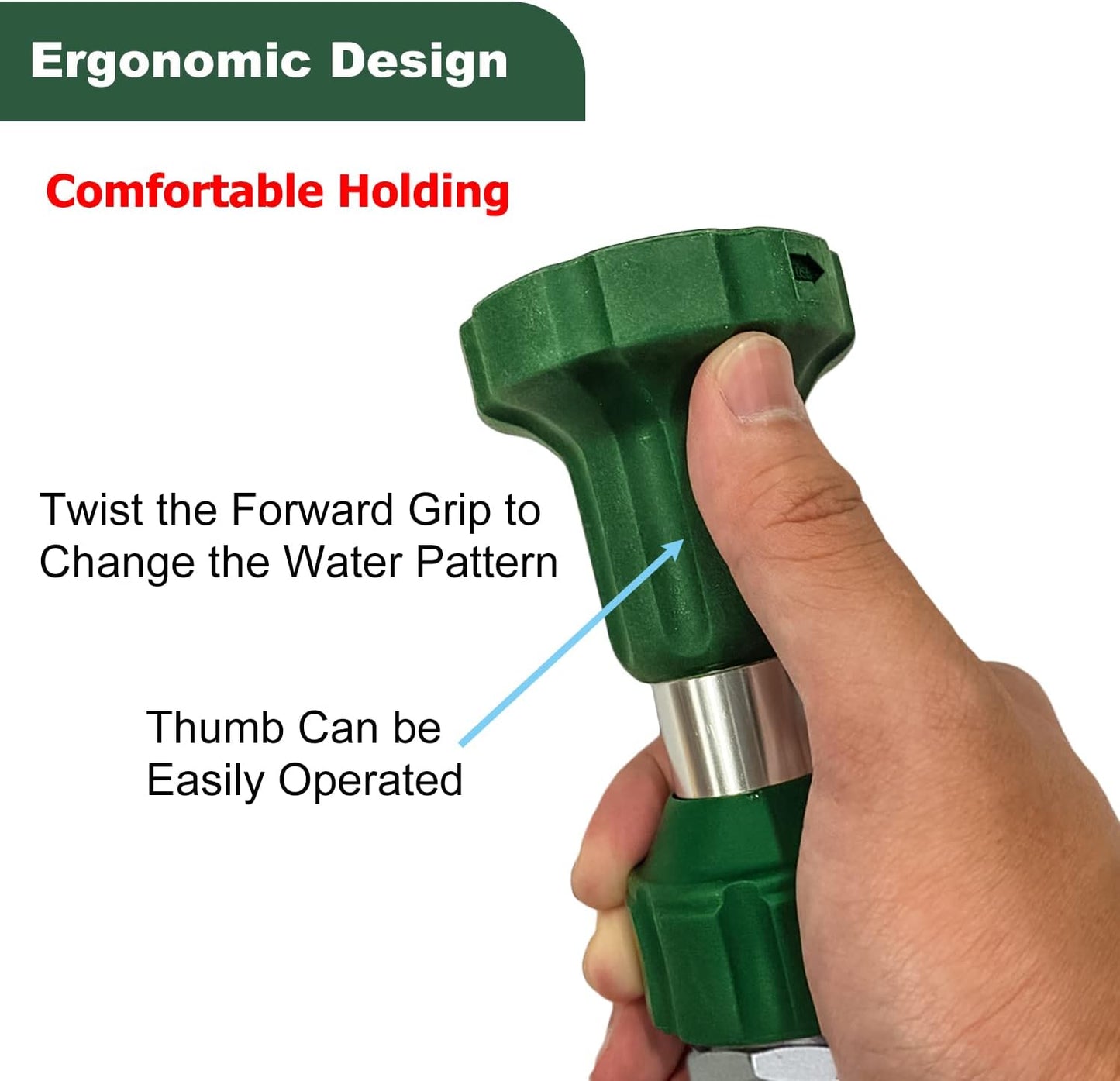 Garden Hose Nozzle Heavy Duty Metal Water Nozzle with Adjustable Watering Patterns High Pressure Hose Nozzle Sprayer, Pefect for Washing and Cleaning