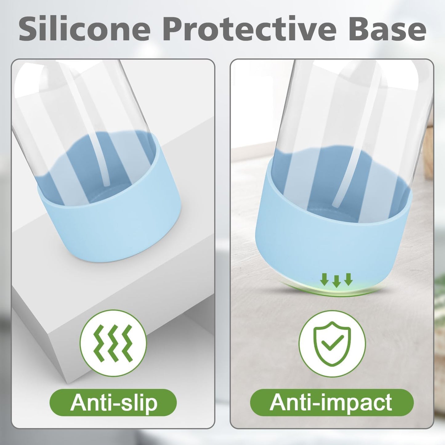 Glass Spray Bottles with Silicone Sleeve Protection, Empty 16 oz Refillable Containers, Reusable Spray Bottles with Adjustable Nozzle for Hair, Cleaning Solutions, 3 Pack Pink&Blue&Purple