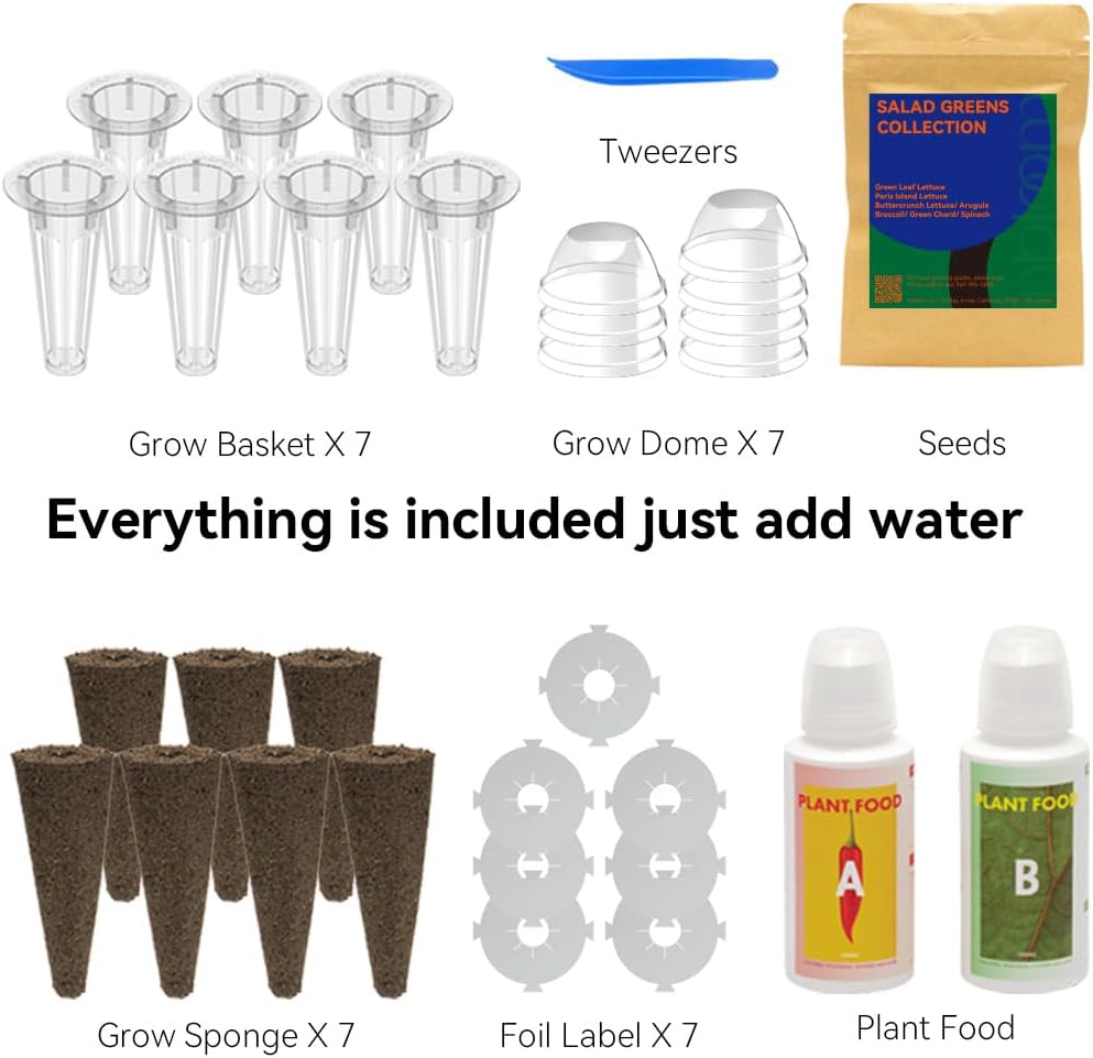 inbloom Salad Green Seed Pod Kit for Hydroponics Growing System, 7 Pods (350+ Seeds with American Fast/Paris Island/Buttercrunch Lettuce, Swiss Chard, Spinach, Cauliflower, and Wild Cabbage)