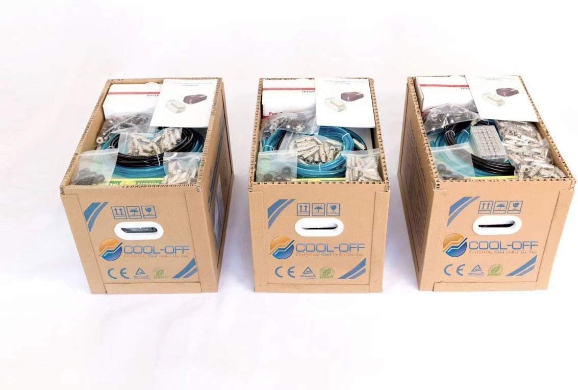 40’ High-Pressure Mist Cooling System Kit with Premium Edition Remote Pump W/App Control for Outdoor Usage – (0.25 GPM, 20 Nozzles) (Stainless Steel - 1/4" (40 ft in Total)