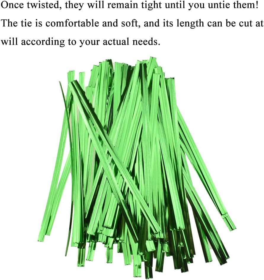 HAHIYO 300Pcs 4 inches Green Metal Twist Ties Bread Candy Coffee Bag Ties Plant Garden Twist Ties for Cellophane Treat Bags Gift Wraping Bags Plastic Bags Halloween Party Cake Present Art Crafts