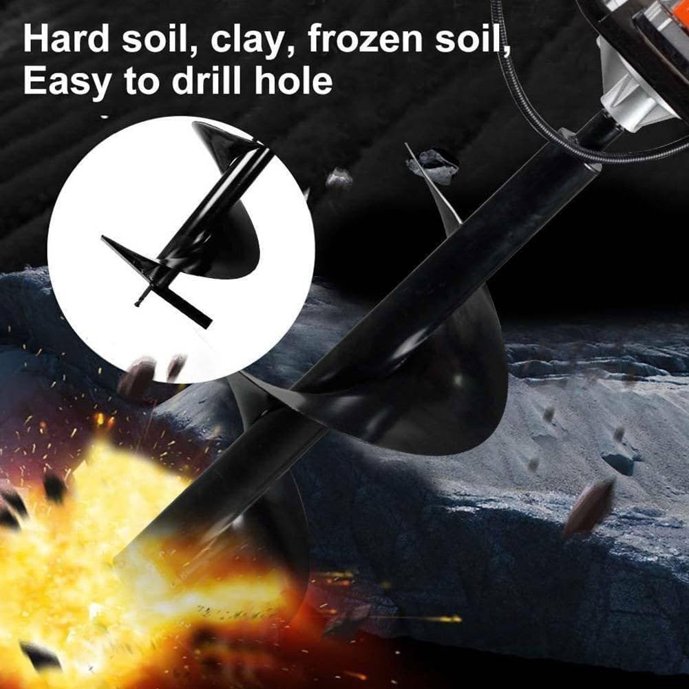 62cc 2.8HP Post Hole Digger Gas Powered, Gas Earth Auger/Ice Auger, with 2 Drill Bits 3"/6"/8" + 3 Extension Bar, One Man Earth Auger for Planting Fence, EPA Compliant Post Hole Auger