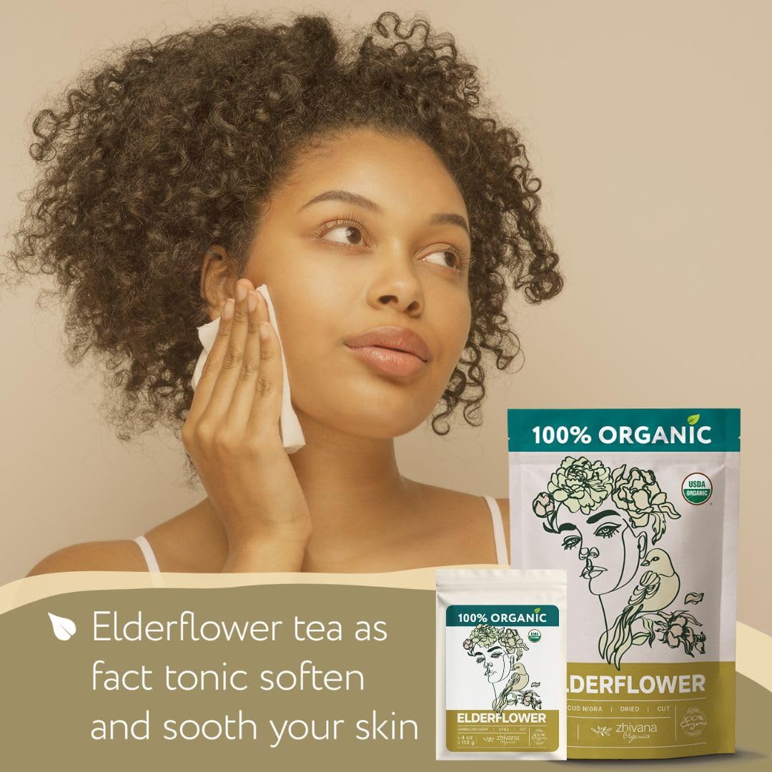 Elderflower Tea Organic (4oz.) - Elder Flowers Dried Herb for Respiratory Health - Loose Leaf Medicinal Tea