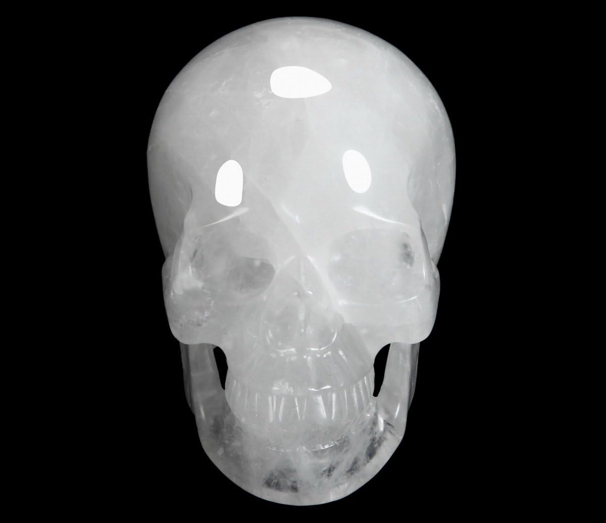 Huge 5.0" Angolan Quartz Rock Crystal Carved Crystal Skull, Realistic.
