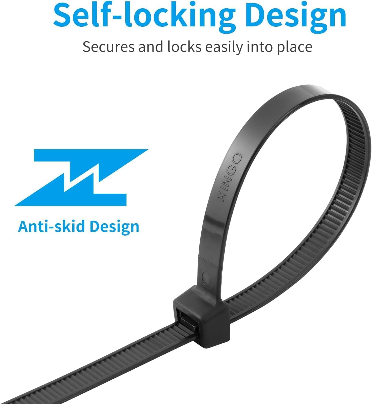 XINGO 24 Inch Black Large Zip Ties Heavy Duty 500 Pack, 200 LBS Ultra Strong Plastic Wire Ties, Large Cable Ties Extra Long Tie Wraps, Indoor and Outdoor UV Resistant