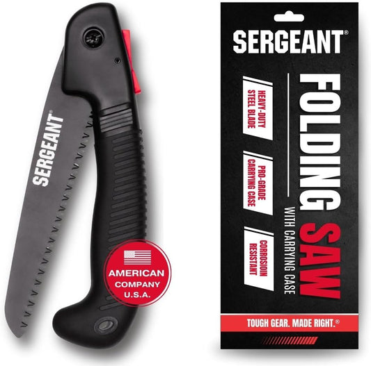 Folding Hand Saw All-Purpose + Carry Case. Best for Wood, Bone, PVC, Tree Pruning, Gardening, Camping, Hunting, Outdoors, Tool Box. Rugged 7" Steel Blade & Slip-Resistant Rubber Grip Handle.
