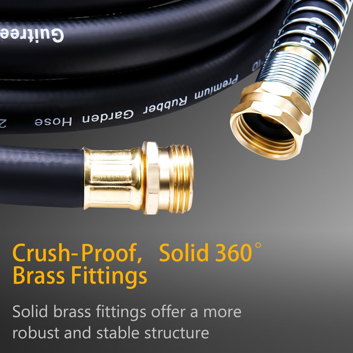 Garden Hose 100FT x 3/4”, Heavy Duty Rubber Hose, Water Hose with Five-Layered Braiding, Male Female Fittings, 1000PSI Burst, 200PSI Working (Black)