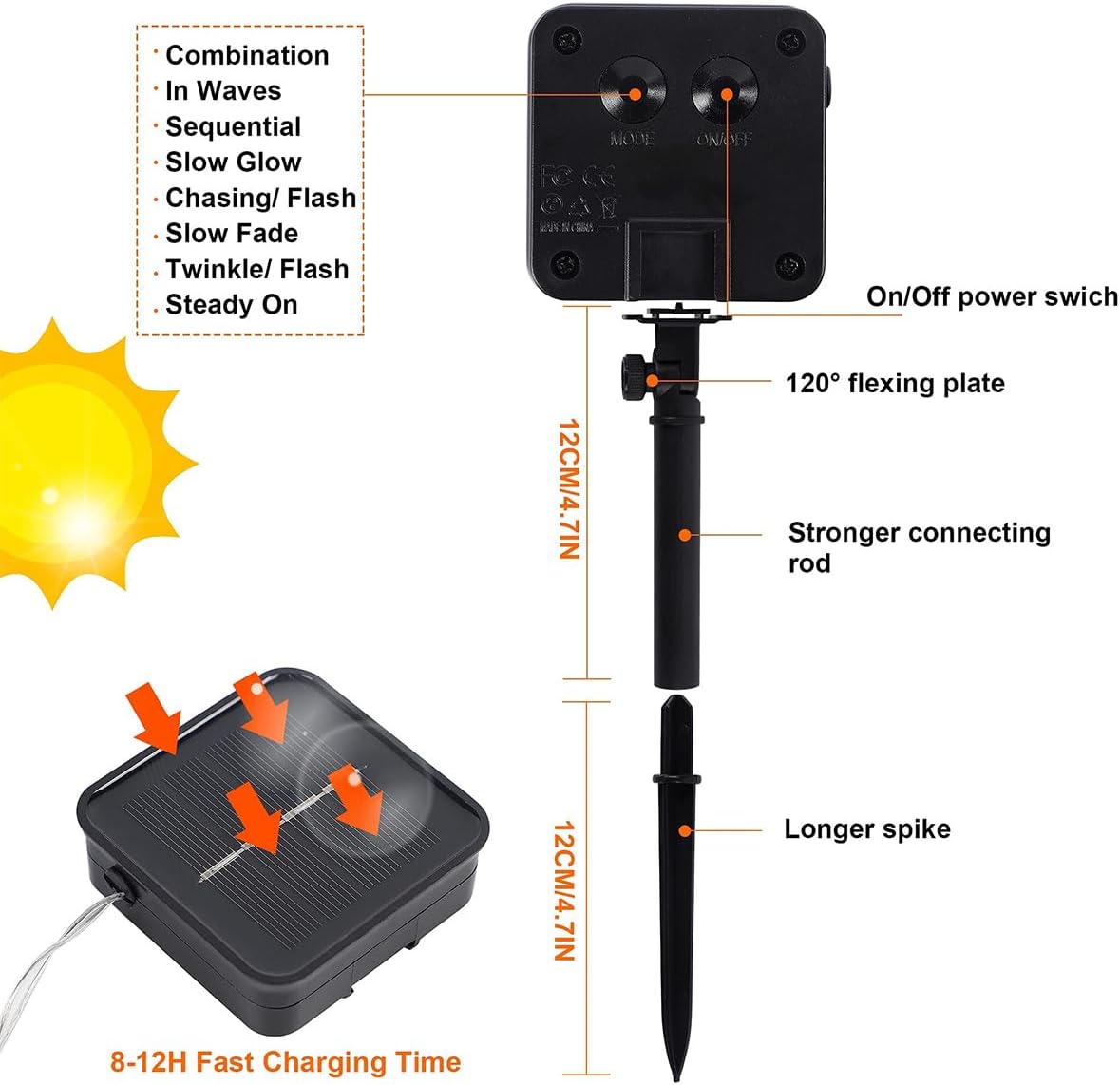 Twinkle Star 2 Pack Solar Christmas Lights Outdoor, Total 80 FT 240 LED Solar Powered Christmas Fairy Lights Waterproof with 8 Modes for Patio Garden Party Backyard Wedding Decorations Multicolor