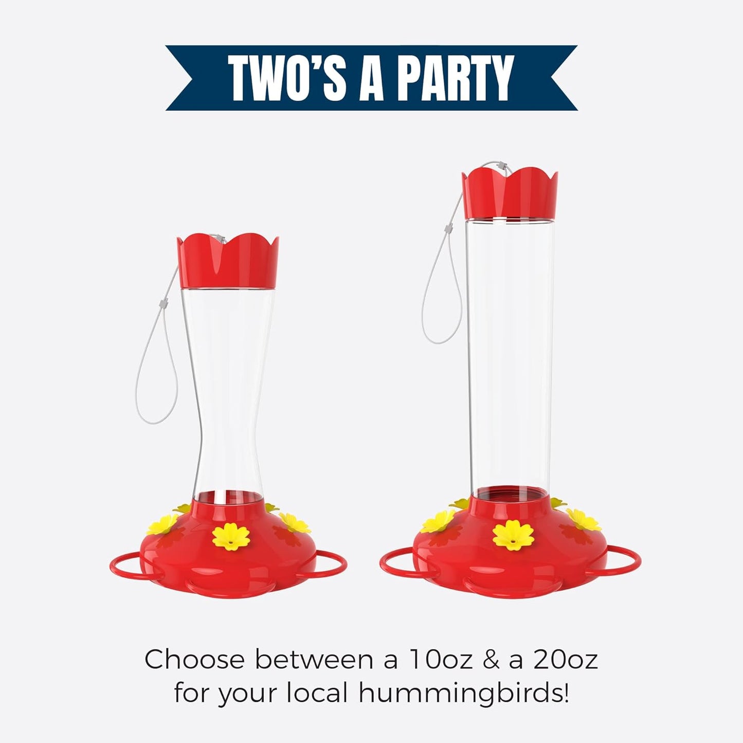 MEKKAPRO Outdoor Hummingbird Feeder Made from Glass, Humming Bird Feeders for Outdoors Hanging Ant and Bee Proof with 5 Nectar Feeding Stations, Bright Red, Backyard Feeder (10 Ounces)