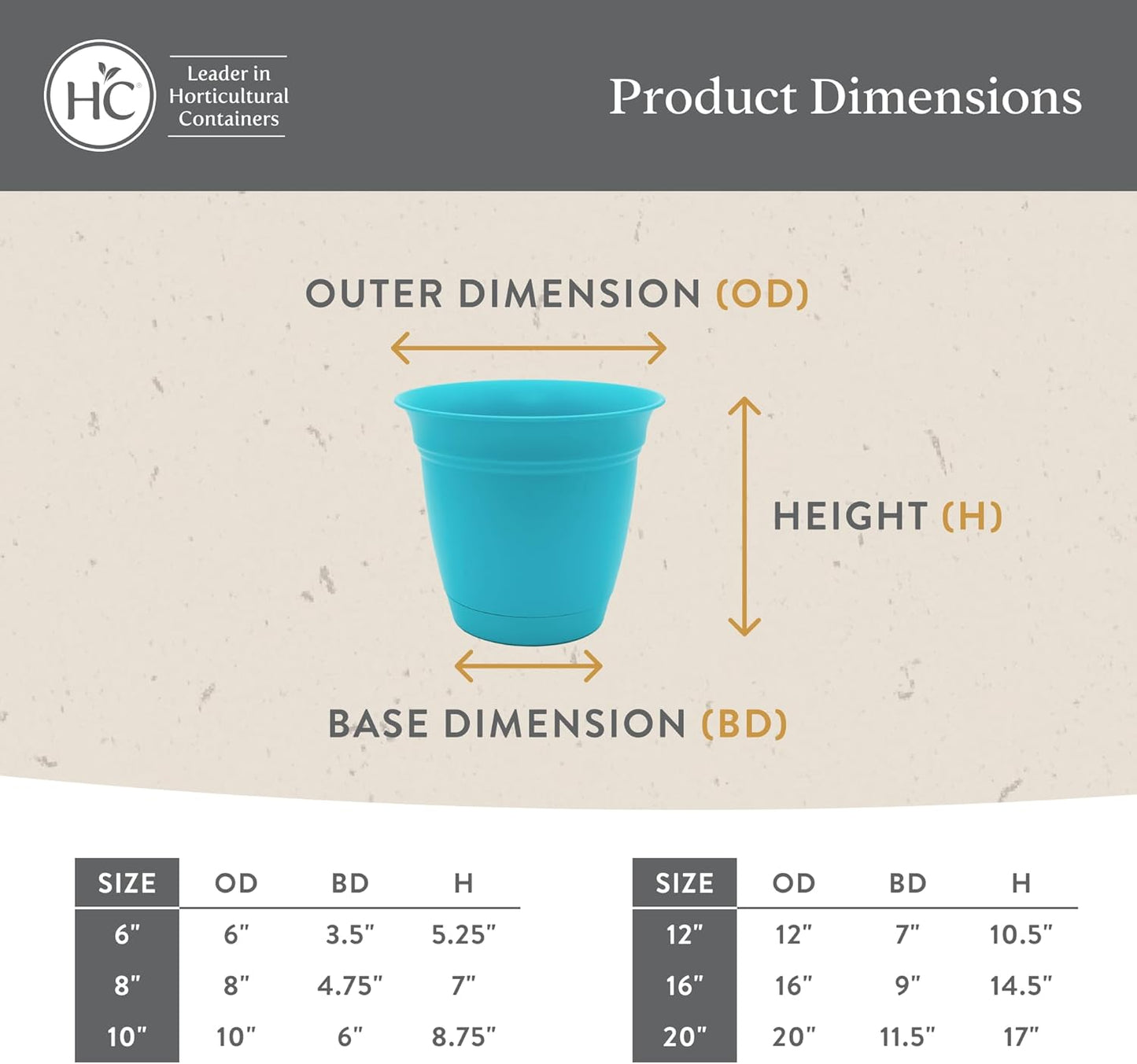 The HC Companies Eclipse Round Planter with Saucer - Outdoor & Indoor Plant Pot with Drainage Holes - Lightweight, UV-Resistant Plastic Pots for Plants, Flowers & Herbs (8" Slate Blue, Pack of 1)