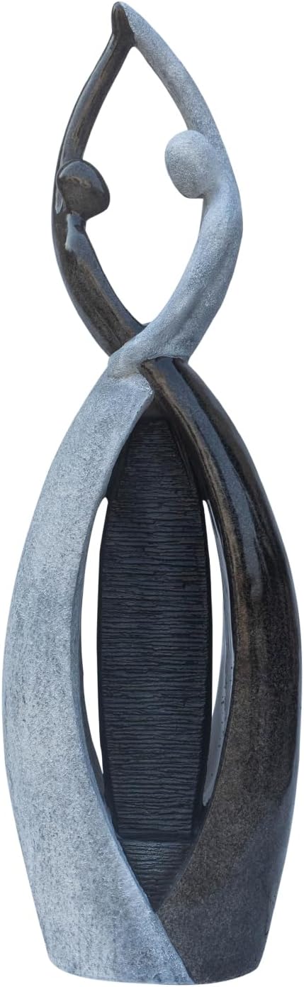 Graceful Dancing Couple Outdoor Fountain 57" Cast Stone Garden Statue Water Fountain Large Fiberglass Decorative Water Fountains in Marble Color