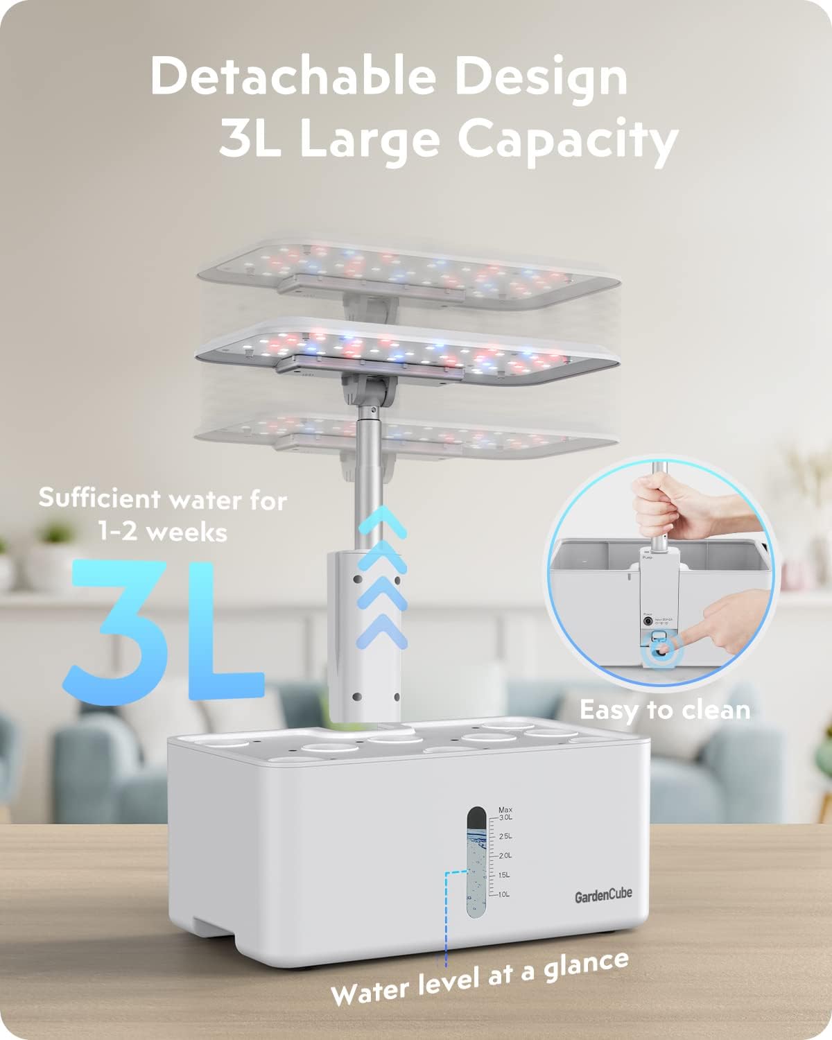 Hydroponics Growing System Garden: 8 Pods Indoor Herb Garden with Grow Light Plants Germination Kit Quiet Automatic Hydroponic Height Adjustable - Gardening Gifts for Women Kitchen White