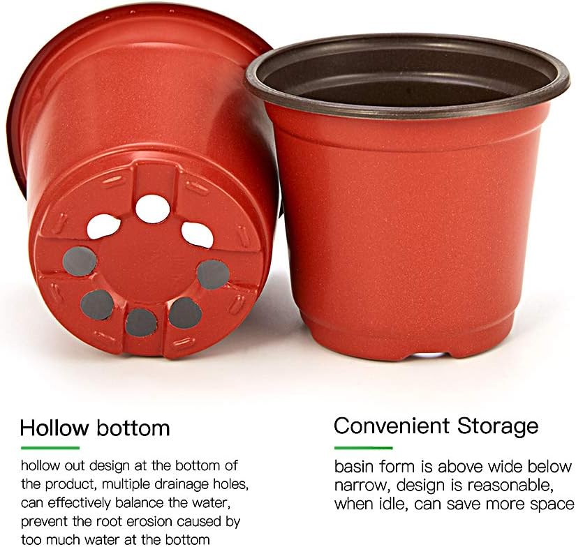 JERIA 100-Pack 6 Inch Plastic Nursery Pots Come with 100 Pcs Labels, Seedling Flower Plant Container and Seed Starting Pots