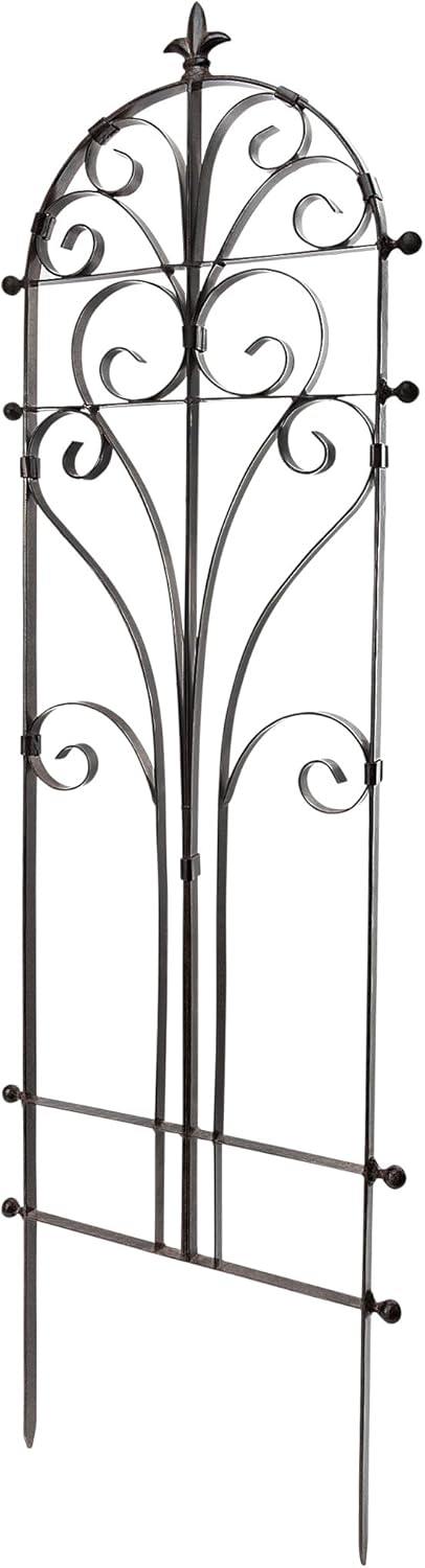 H Potter Garden Trellis for Climbing Plants Metal Outdoor Wall Decor or Flowers Roses Vine Ivy Clematis GAR214-R