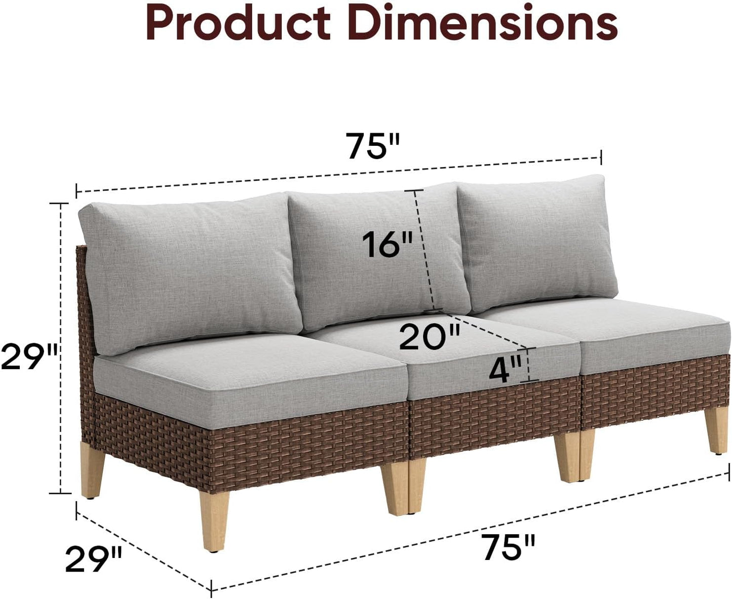 HUMMUH 8 Pieces Patio Furniture Set,Outdoor Modular Sectional Couch Chairs with Ottomans,All Weather PE Wicker Patio Conversation Sets for Garden Porch Backyard