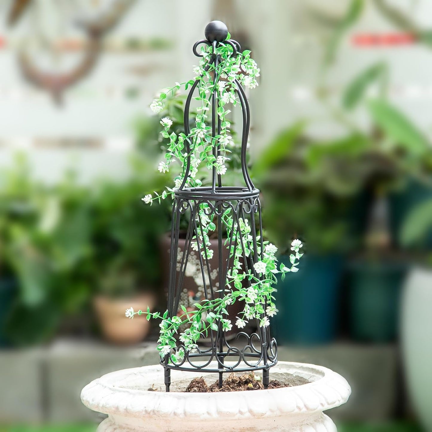 Indoor Plant Trellis for Potted Plants - Plant Support & Garden Decor Obelisk for Climbing Pothos, Indoor/Outdoor Metal Trellis, 29.5" Height