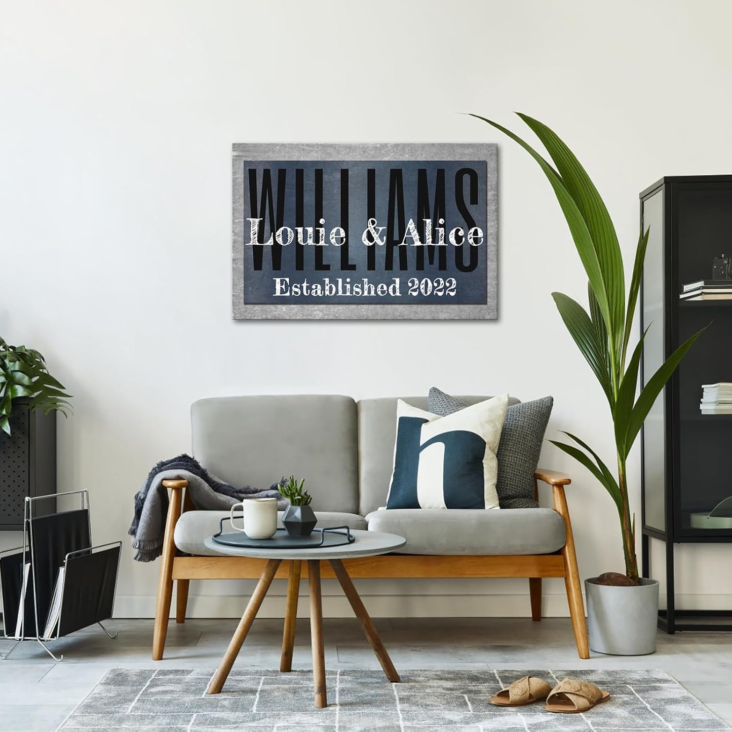 iLOOKLiKE Personalized Last Name Signs with Couple's Names Wall Art Custom Family Established Date Canvas Prints Framed Unique Wedding Anniversary Housewarming Gifts for Home Decor 8×12inch