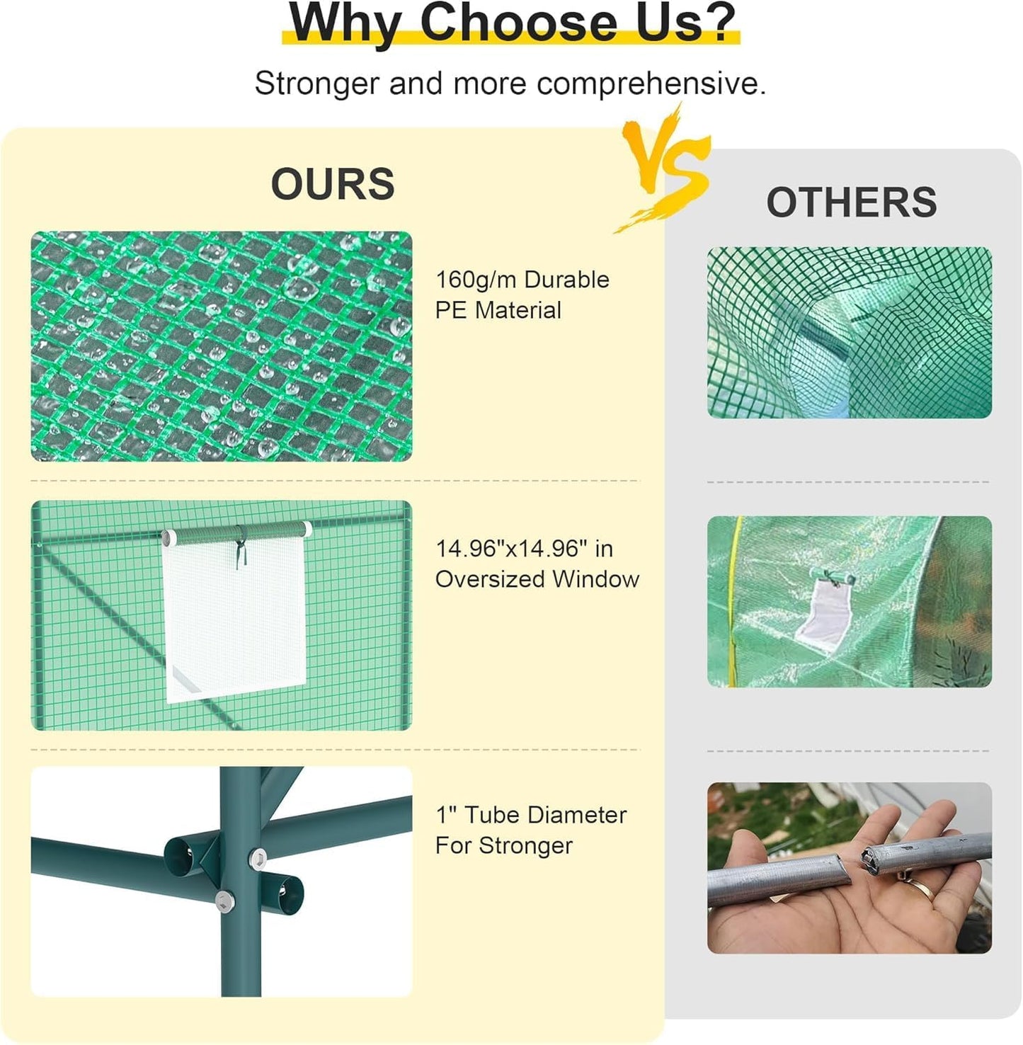 Greenhouse, 10’x7’x7’ Walk-in Greenhouse Heavy Duty Tunnel Green House with 6 Ventilated Mesh Windows & Zippered Roll-up Door, Large Plant Garden Hot House Outdoor with Reinforced Frame