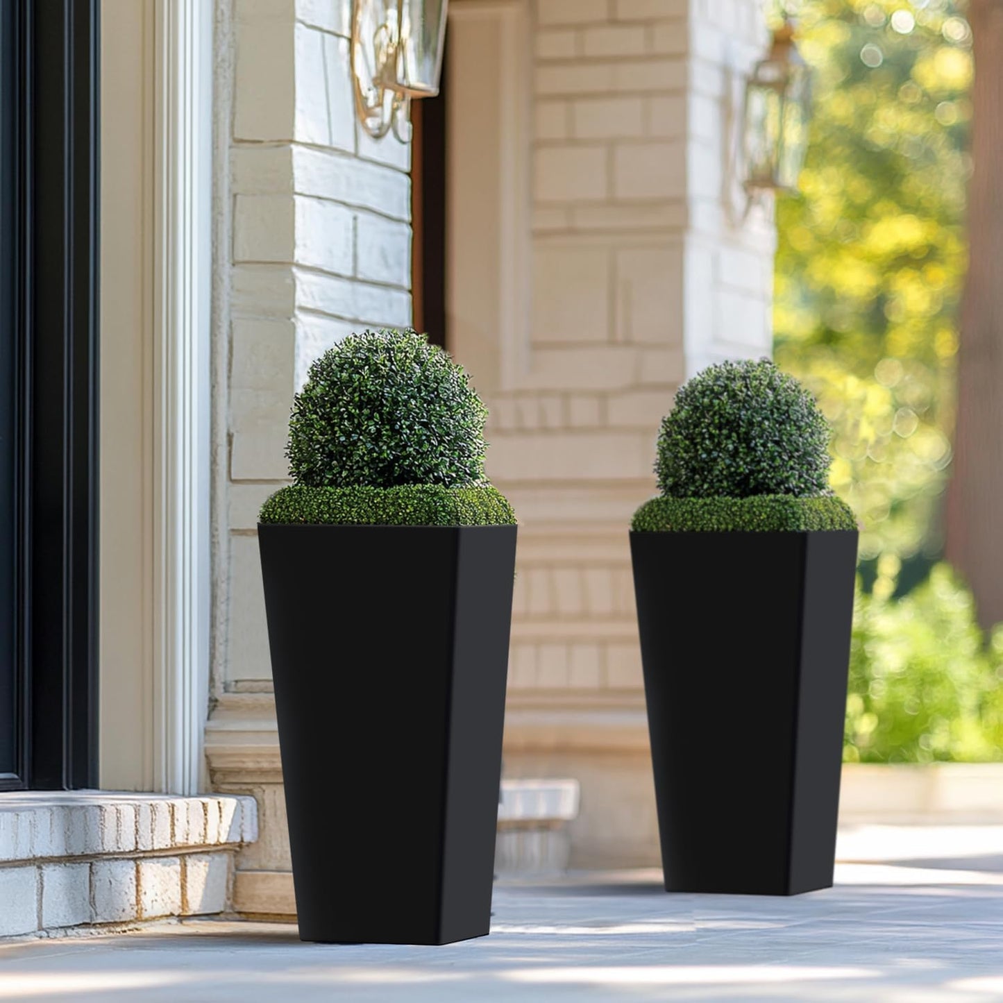 Taper Outdoor Planter, Indoor Resin Plant Pots, 2-Pack (28 inch, Black)