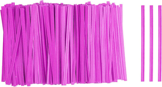 HARFINGTON 1000pcs Bag Twist Ties 3.5" Reusable Kraft Paper Twist Ties Wire Cable Ties for Party Bread Candy Cake, Pink