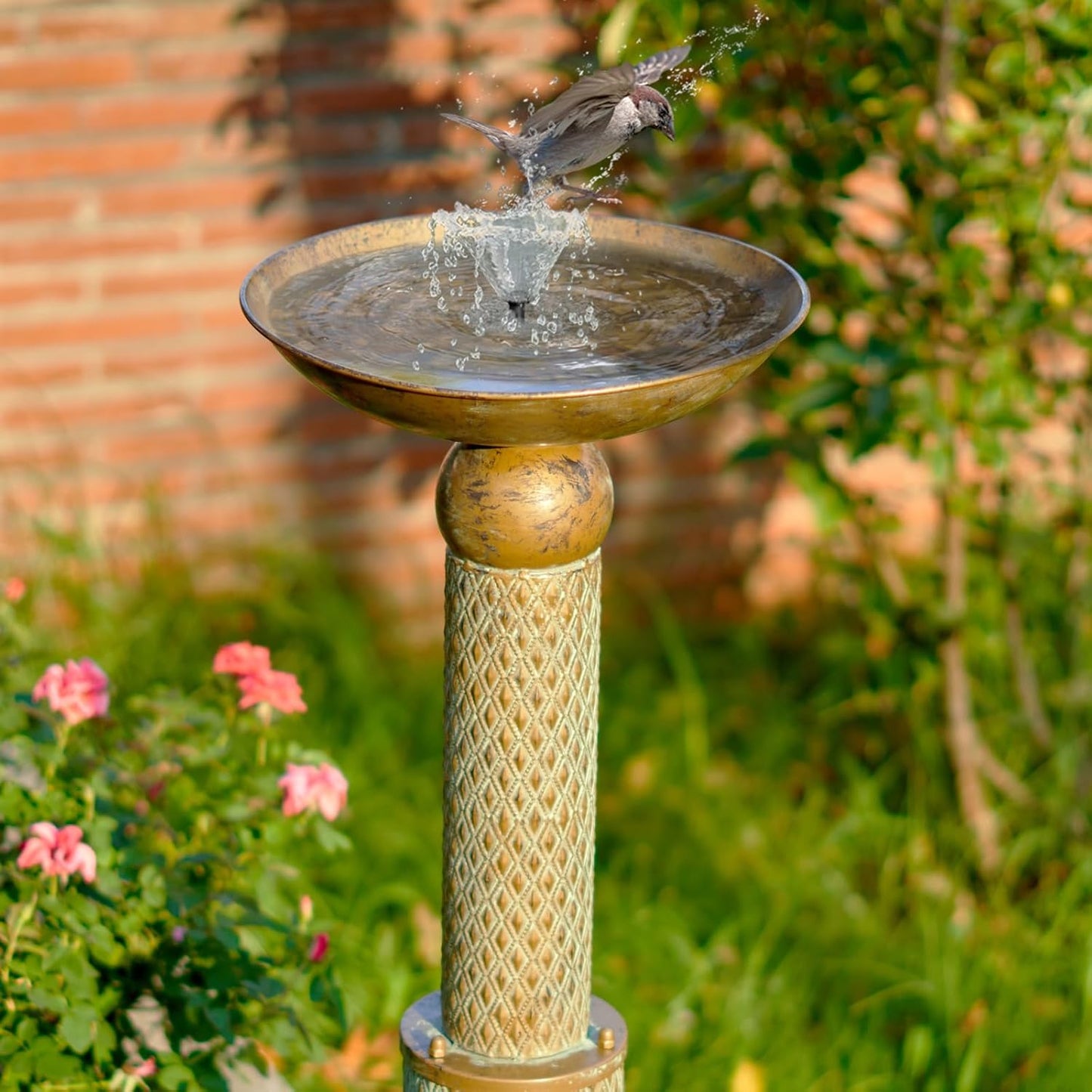 35.4" H×12.2" W Metal Bird Baths for Outdoors,Cylindrical Base Bird Bath,Vintage Bird Bath Bowl, Bird Feeder Seed Tray Garden Lawn Yard Decor