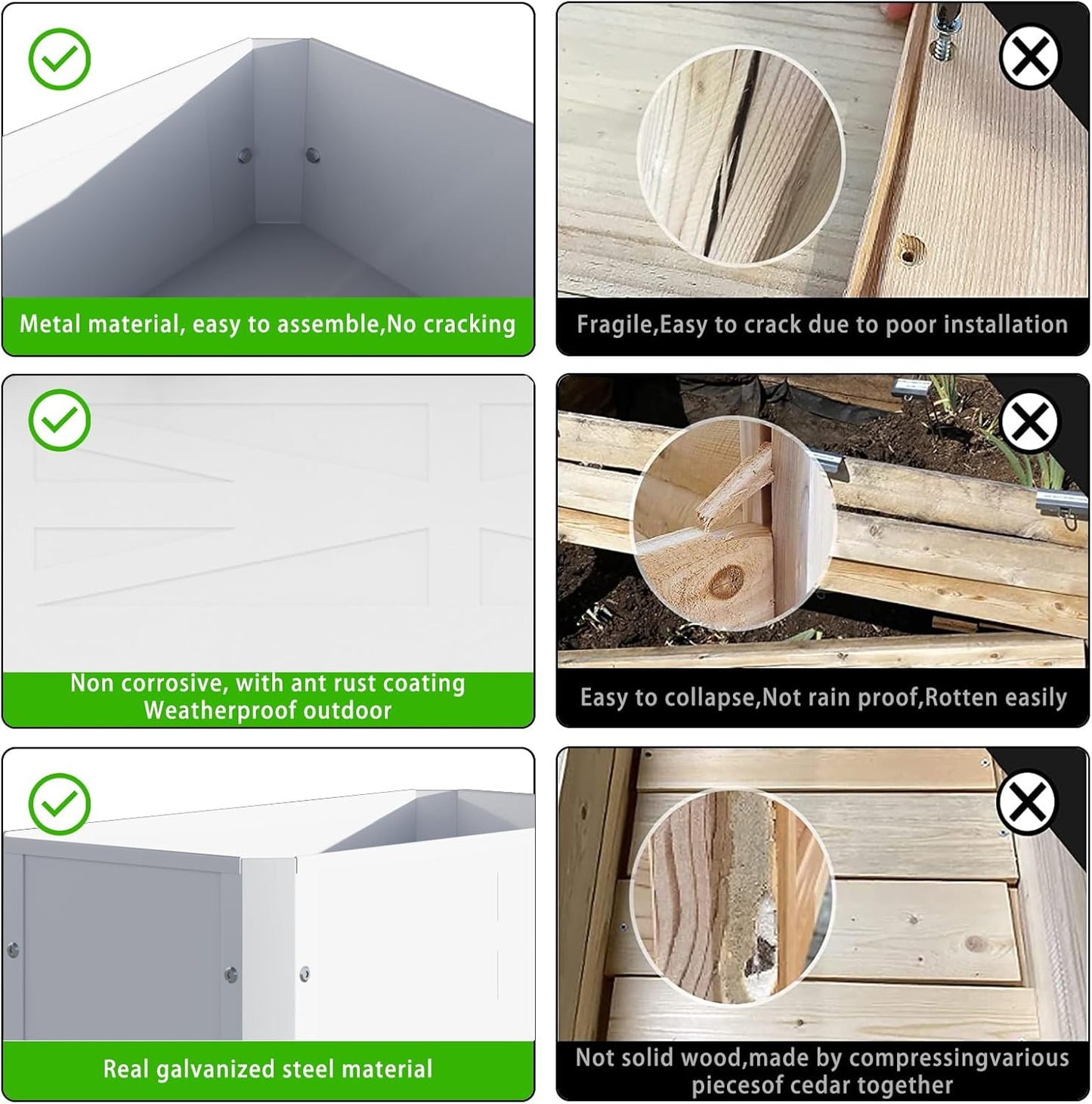 Raised Garden Bed with Detachable Tall Legs Elevated Metal Planter Box for Growing Fresh Herbs Vegetables Flowers Succulents&Other Plants for Outdoor Backyard Patio Deck Balcony White