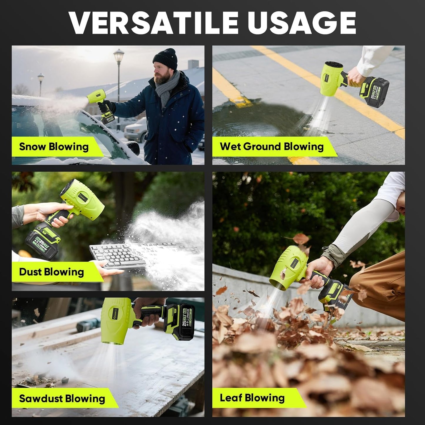 Portable Dust Cleaner, Blower Leaf Blower Cordless, Handheld Blower, Hand Blowers for Lawn Care, Patio Cleaning, 4.0Ah Battery, Charger Included (2 Battery with Storage Case)