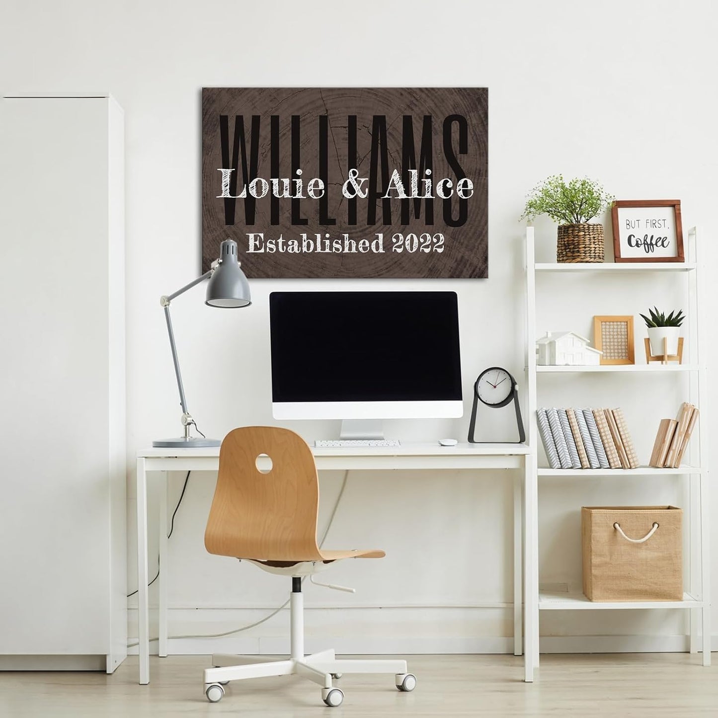 iLOOKLiKE Personalized Last Name Signs with Couple's Names Wall Art Custom Family Established Date Canvas Prints Framed Unique Wedding Anniversary Housewarming Gifts for Home Decor 24×36inch