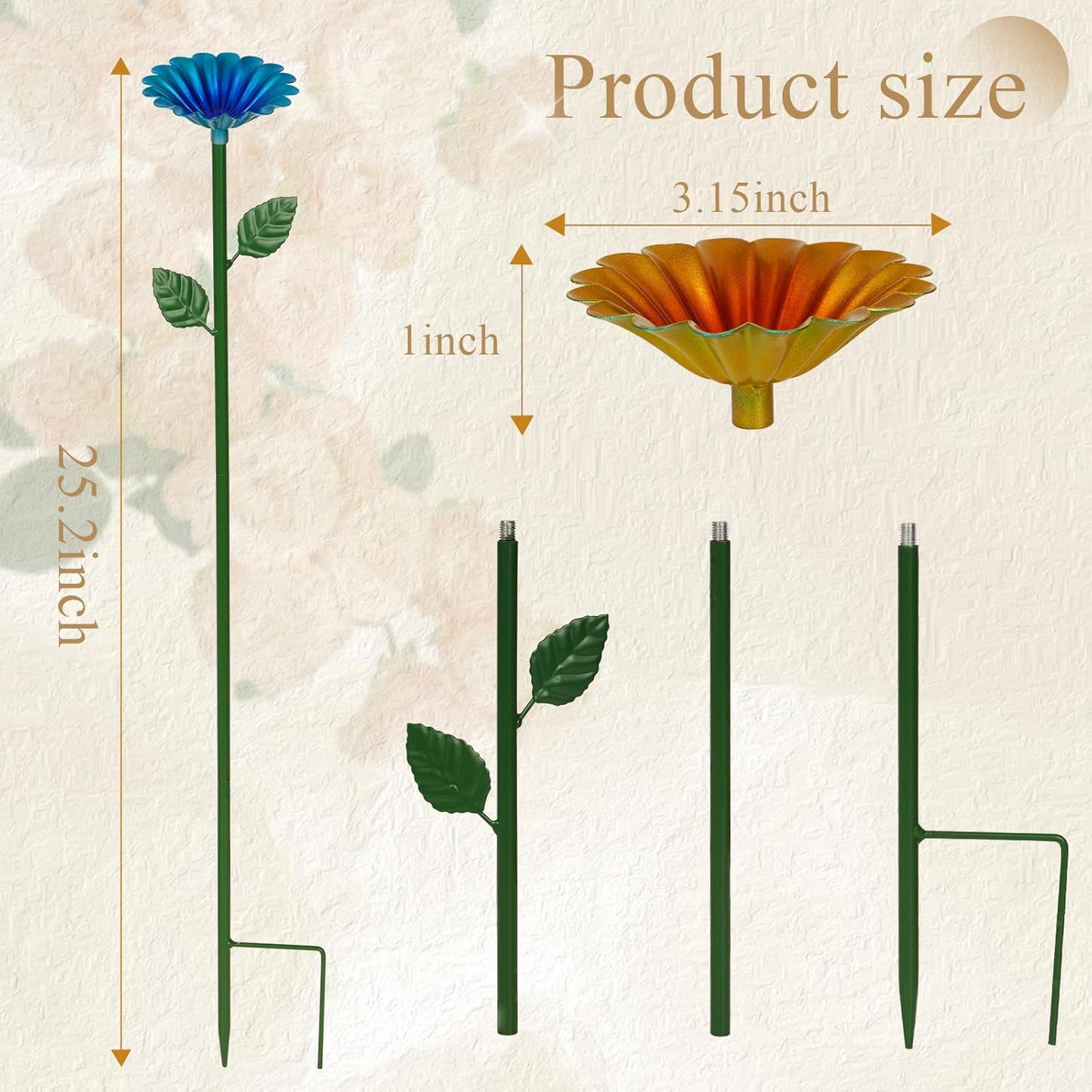 6 Pack Bee Watering Station, Bee Bath for Garden Metal Bee Water Feeder with Flower Design, Colorful Butterfly Bee Bath Bowl for Outdoor Garden Yard Decor