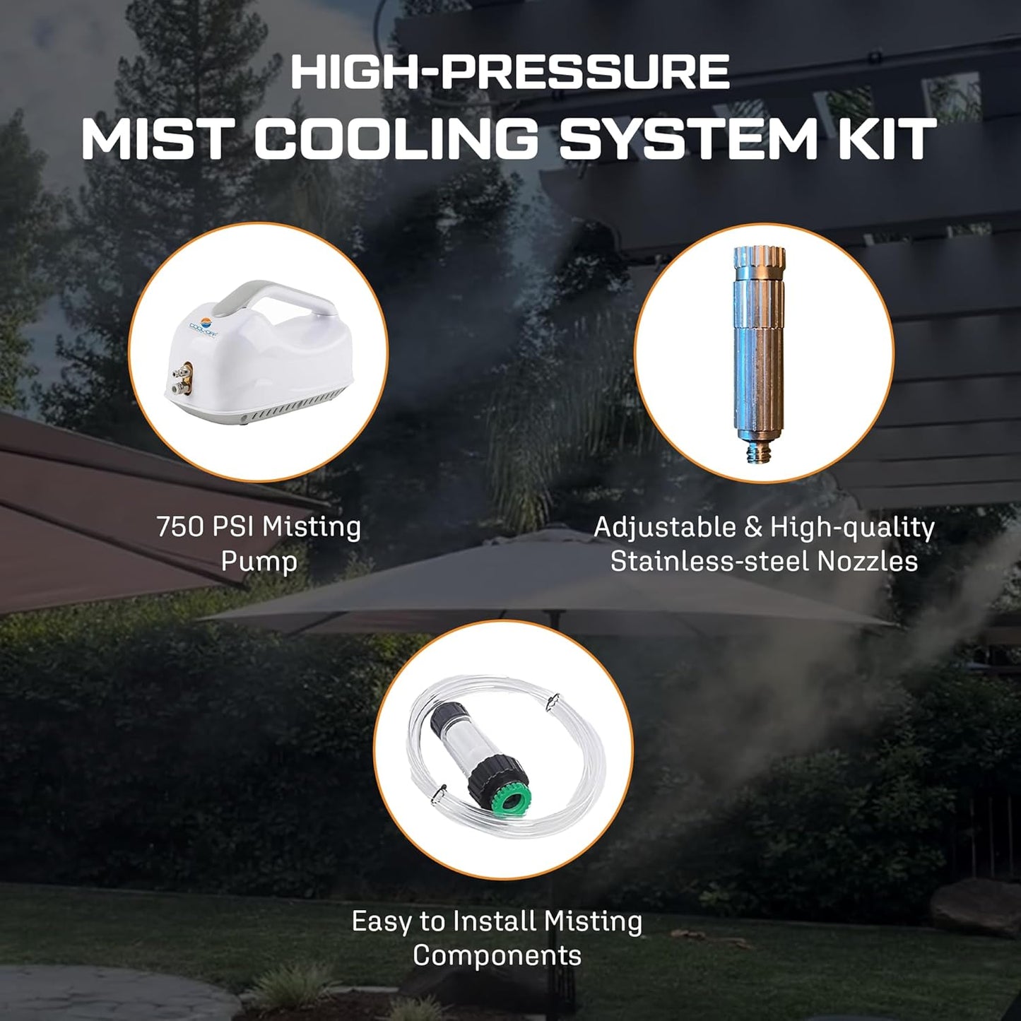 High Pressure Misting System, 750PSI Piston Pump Patio Mister System with Remote Control and 0.008" 7 Nozzles, DIY Misters for Cooling Outdoor Backyard, Dining Areas, Patio Lounging Zones