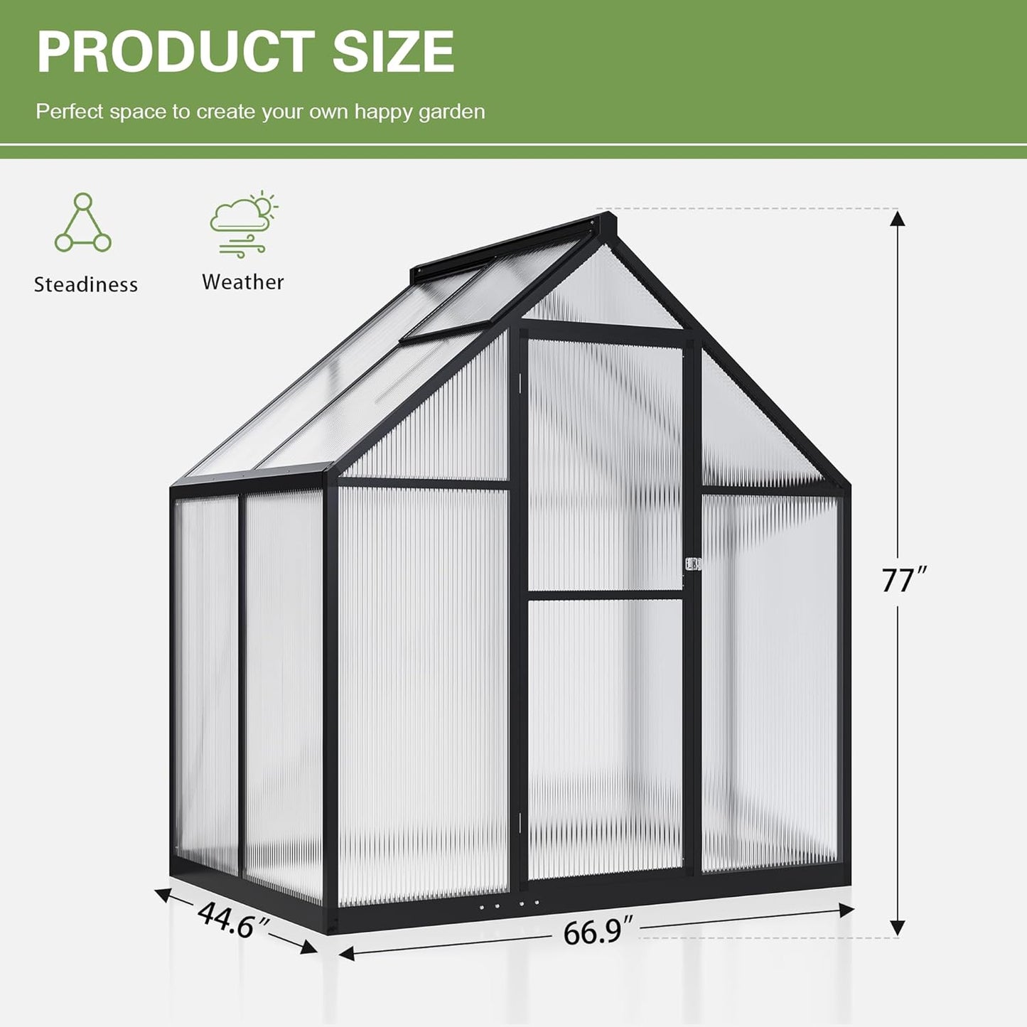 Polar Aurora 4x6 FT Greenhouse, Quick Aluminum Assembly Structure Polycarbonate Greenhouse, Walk-in Greenhouses for Outdoors with Ventilated Windows, Green Houses for Outside Backyard Garden