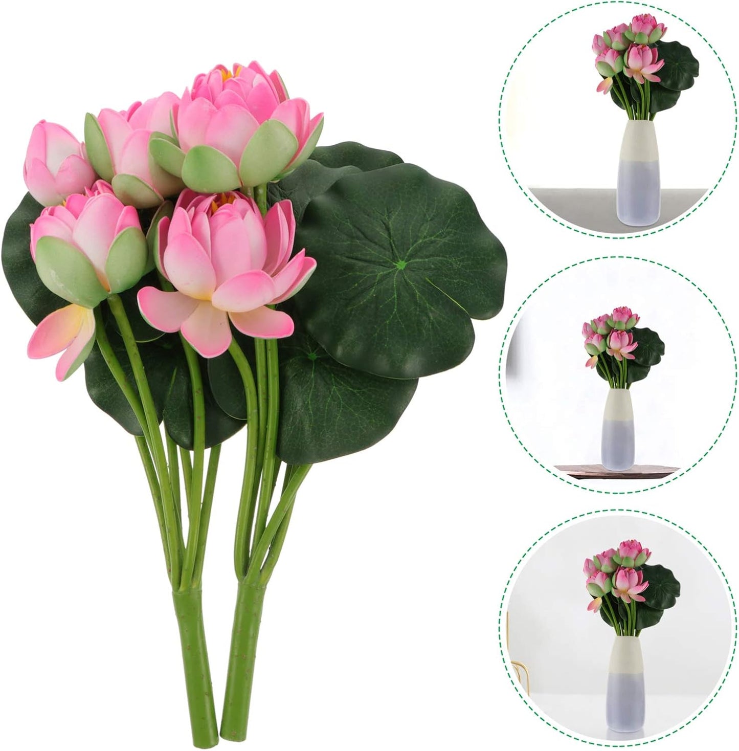 Artificial Lotus Flower, 2pcs Simulation Lotus Decoration Fake Flowers Centrepieces with Stems Floral Art for Home Office Table Centerpiece Decor